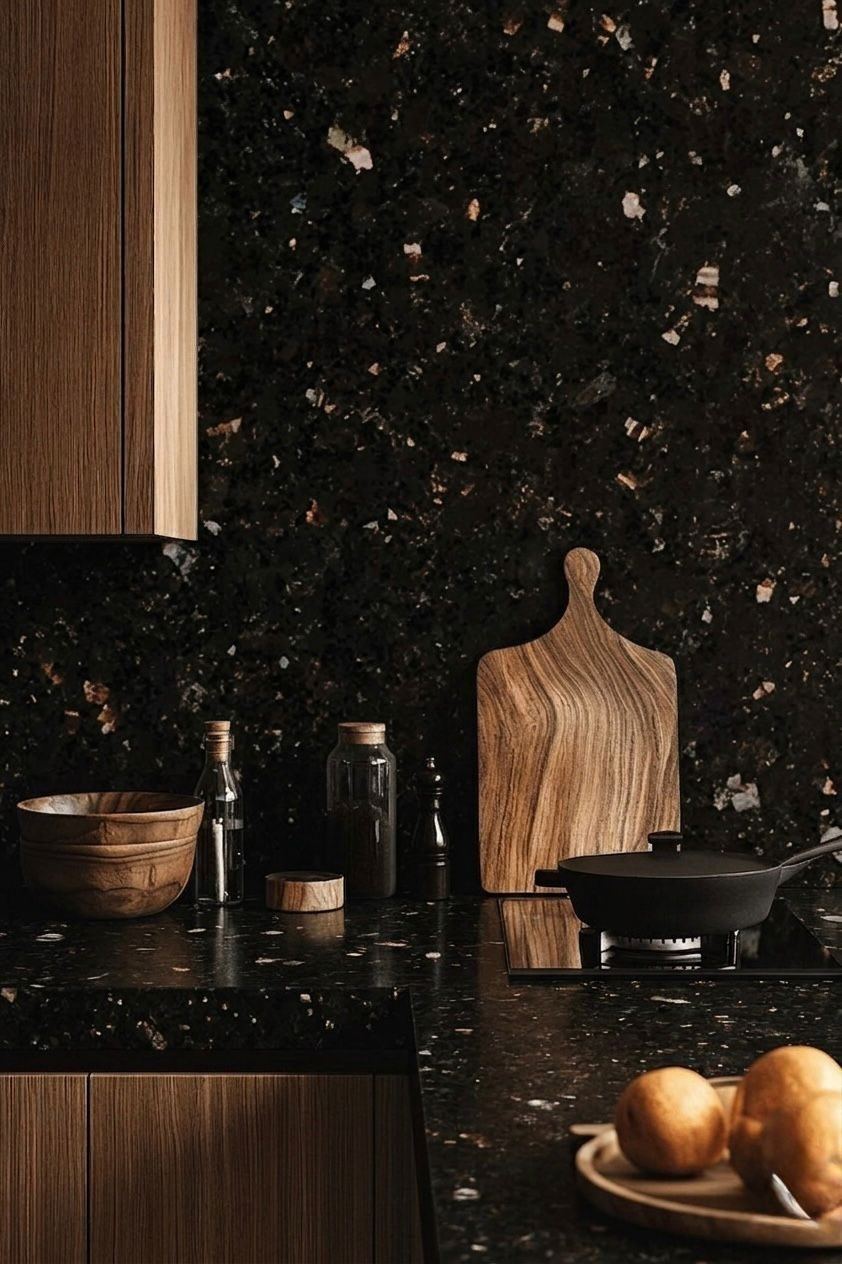 Black Galaxy country kitchen